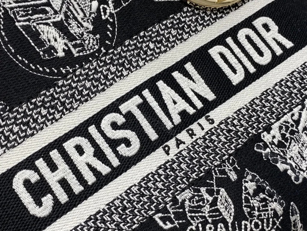 View 3 of Monochrome Jacquard Tote: Dior-Inspired Luxury Carryall