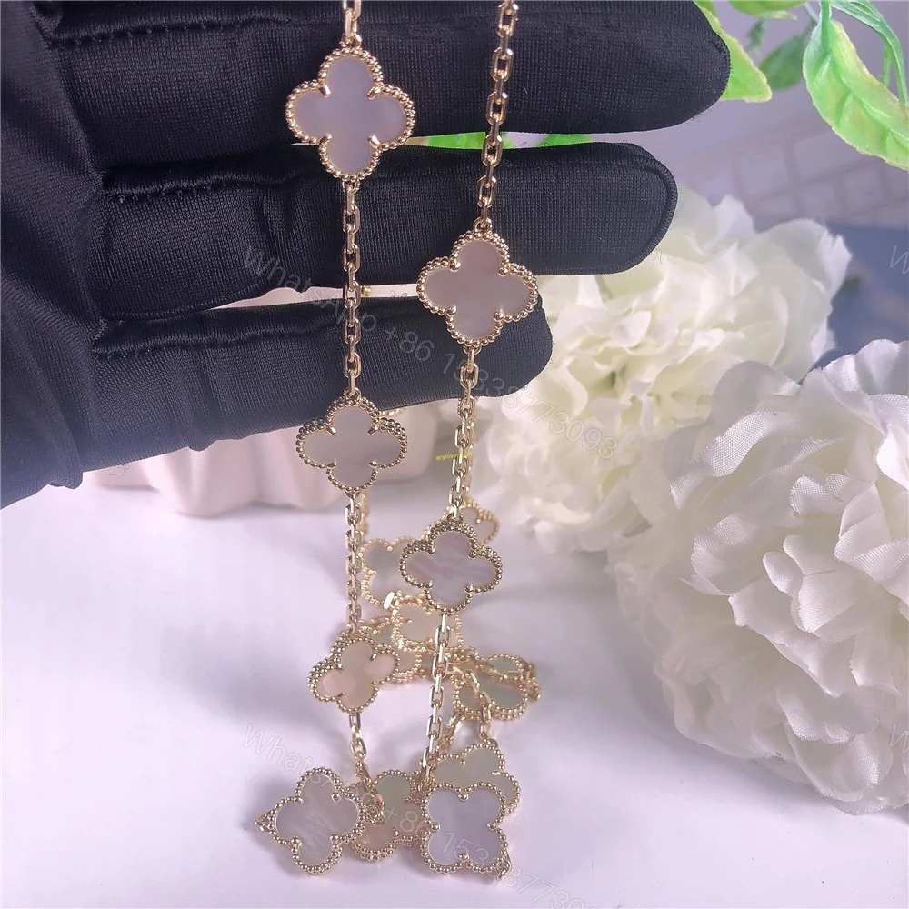 View 2 of VCA 18ct Yellow Gold Alhambra Necklace Mother-Of-Pearl 20 Motifs