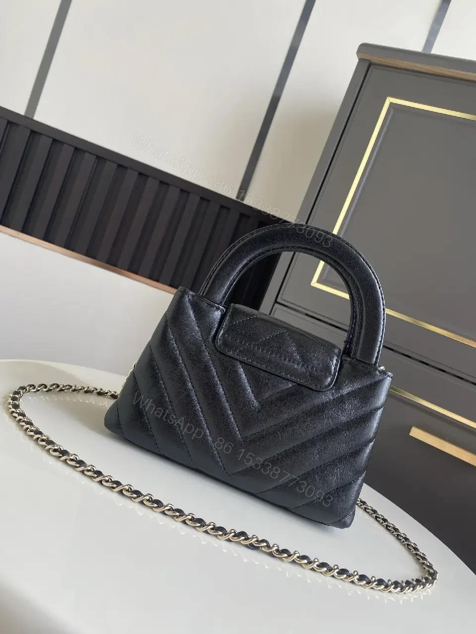 View 8 of Quilted Mini Bag: Gold-Tone Closure, Crossbody Ready