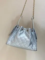 View 2 of CHANEL 25 HANDBAG IN SILVER-TONE 30 GRAINED CALFSKIN GOLD HARDWARE