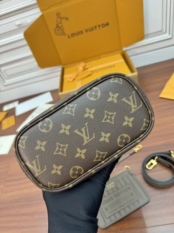 View 7 of Monogram Mini Tote: Luxe LV-Inspired, Gold Accents, Crossbody Ready