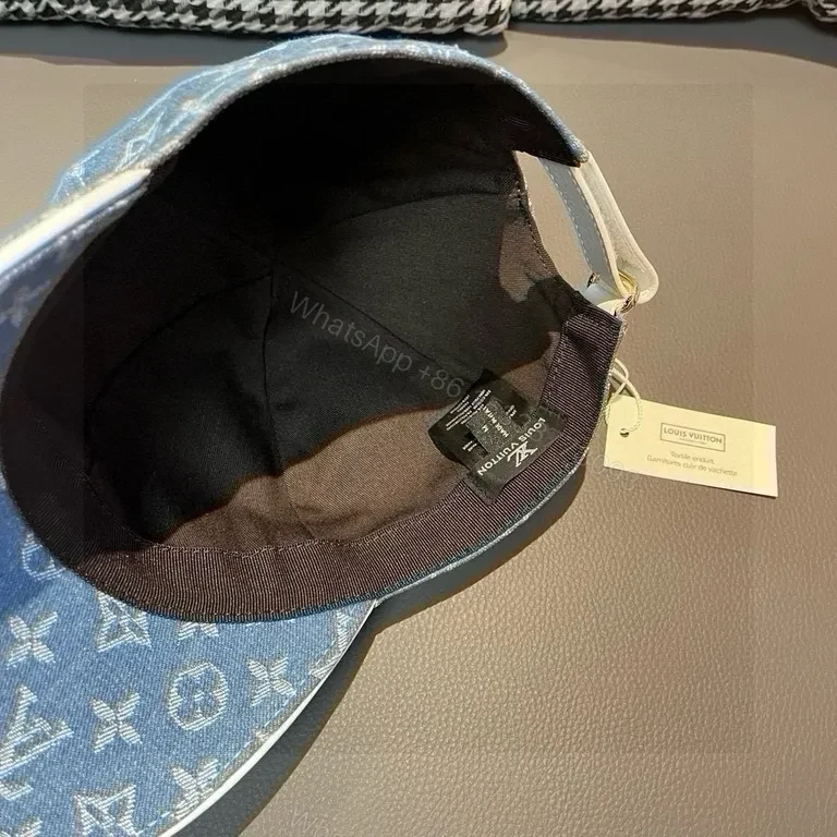 View 3 of Denim Monogram LV-Inspired Cap: Casual Luxury Baseball Hat