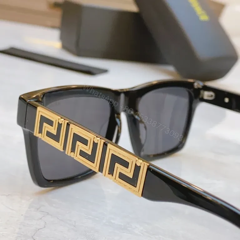 View 4 of Black Polycarbonate Square Sunglasses - Versace-Inspired, Luxe Frame
