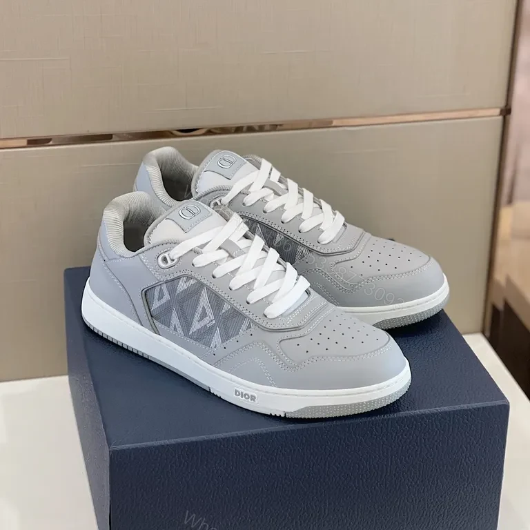 View 8 of Grey Minimalist Dior Trainer | Geometric Panel | Everyday Luxury Sneaker