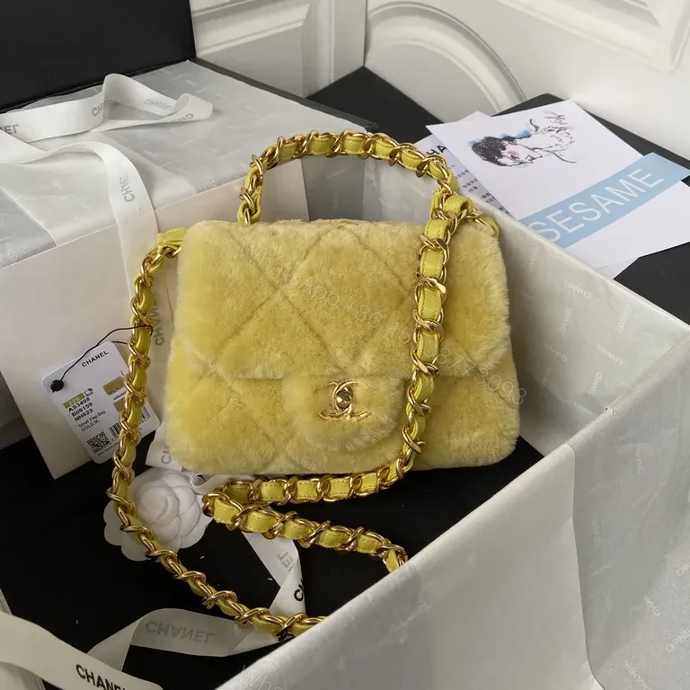 View 4 of Chanel-Inspired Black Velvet Flap Bag with Gold Chain