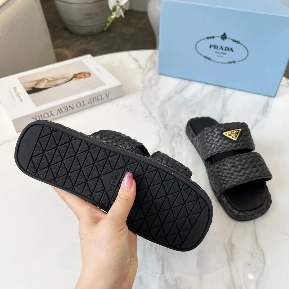 View 6 of PRADA RAFFIA SLIDES BLACK 1XX749 027 F0002 F 020