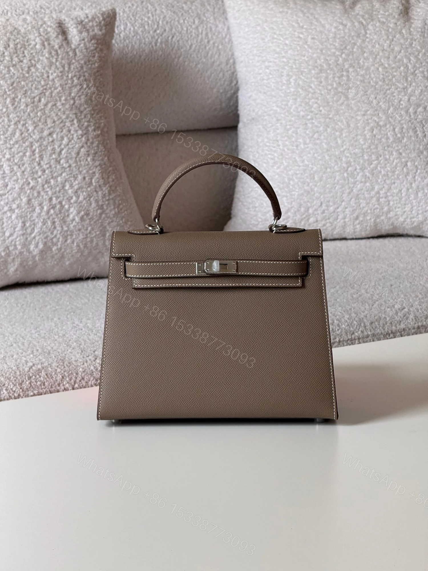 Hermes Kelly 25 Mushroom Togo Gold Hardware — view 1