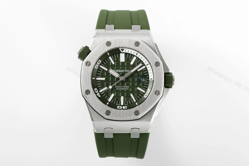 Royal Oak Offshore Diver 15710 APSF 1:1 Best Edition Green Checkered Dial on Green Rubber Strap Super Clone — view 1