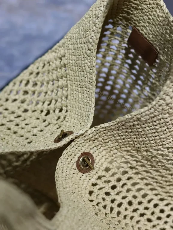 View 2 of Sun-Kissed Weave Tote: YSL Hardware, Open-Top, Luxuriously Practical