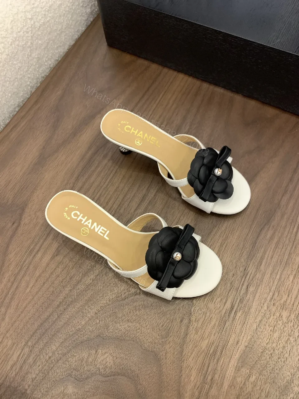 View 2 of Floral-Embellished Open-Toe Slide Sandals, Premium Comfort