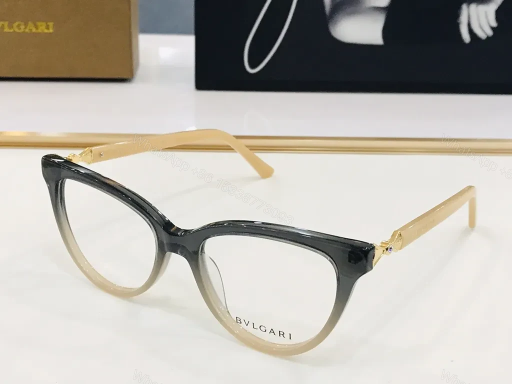 View 4 of Bold BVLGARI Cat-Eye Eyewear: Two-Tone Luxury Frames