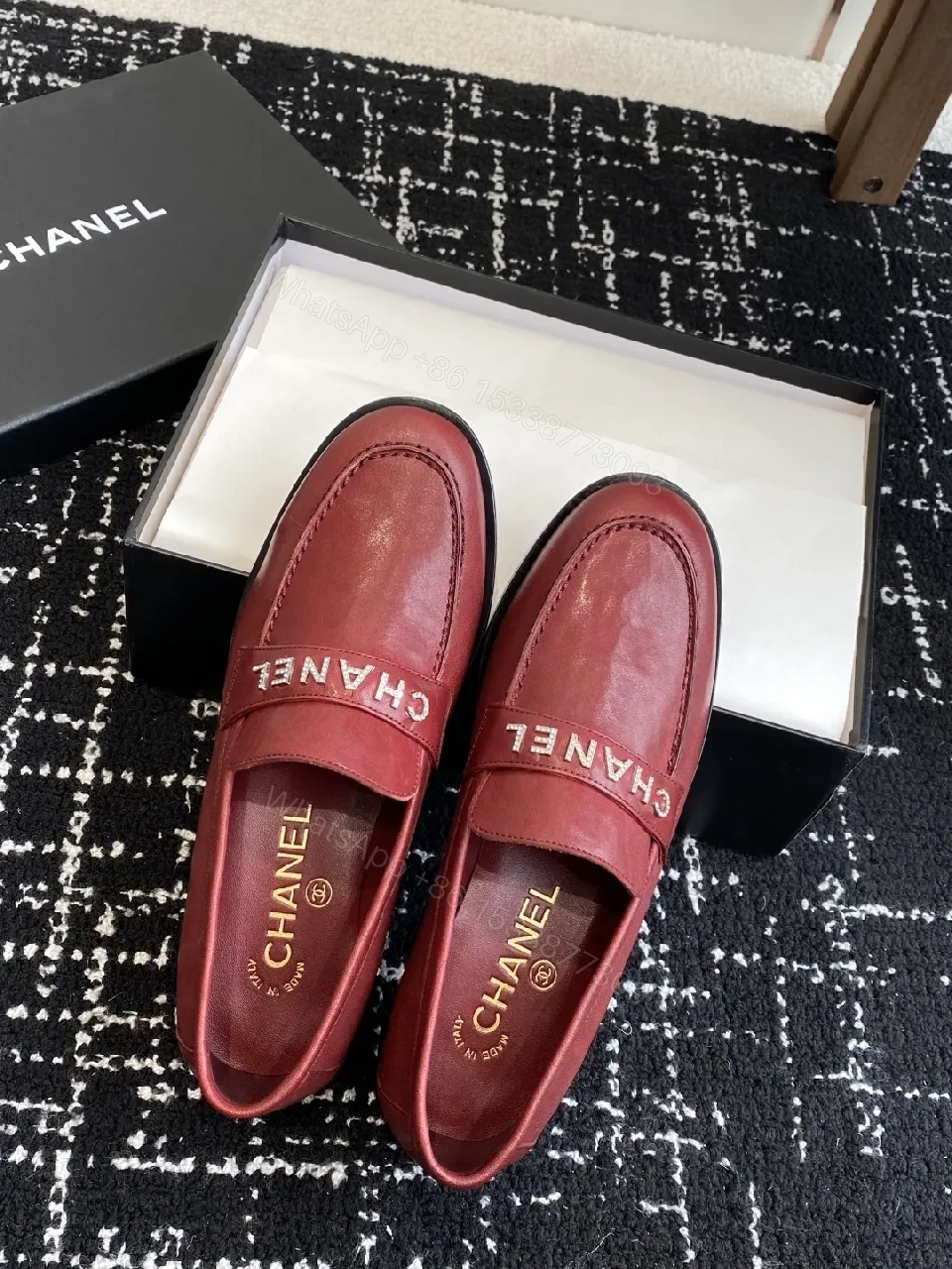 View 3 of Rich Red Leather Loafers – Signature Stripe, Slip-On, All-Day Comfort