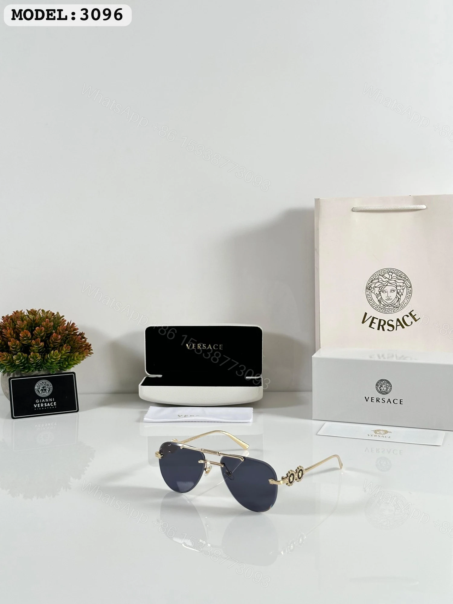 View 2 of FIRST COPY VERSACE 3096 GOLD BLACK SUNGLASSES
