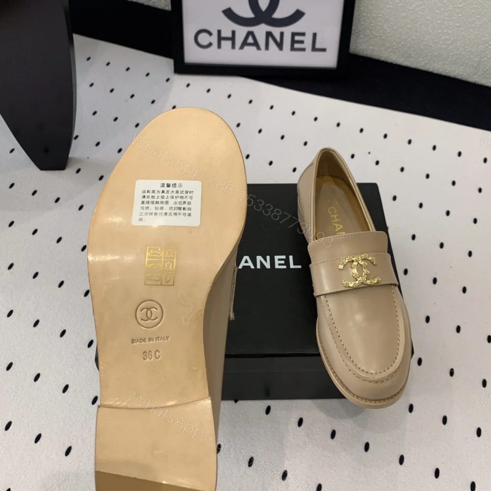 View 9 of 高仿Chanel*24S系列G45663D牛皮革樂福鞋沙色3CM免檢版