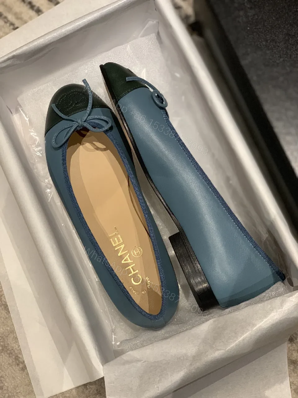 View 3 of Teal & Black Ballet Flats: Subtle Luxury, All-Day Comfort