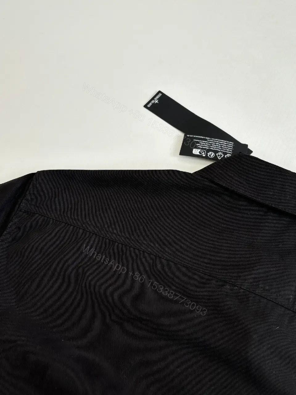 View 8 of Black Cotton Oversized Short-Sleeve Shirt with Pocketed Front, Military Style, Stone Island inspired