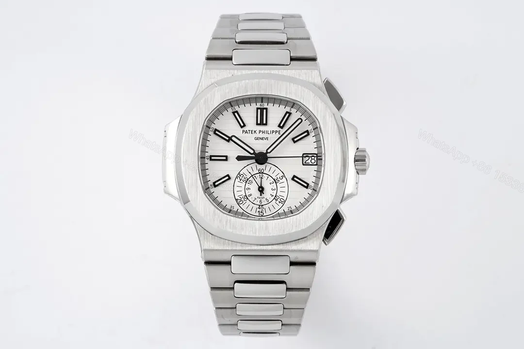 Patek Philippe Silver Nautilus Chronograph Watch — view 1