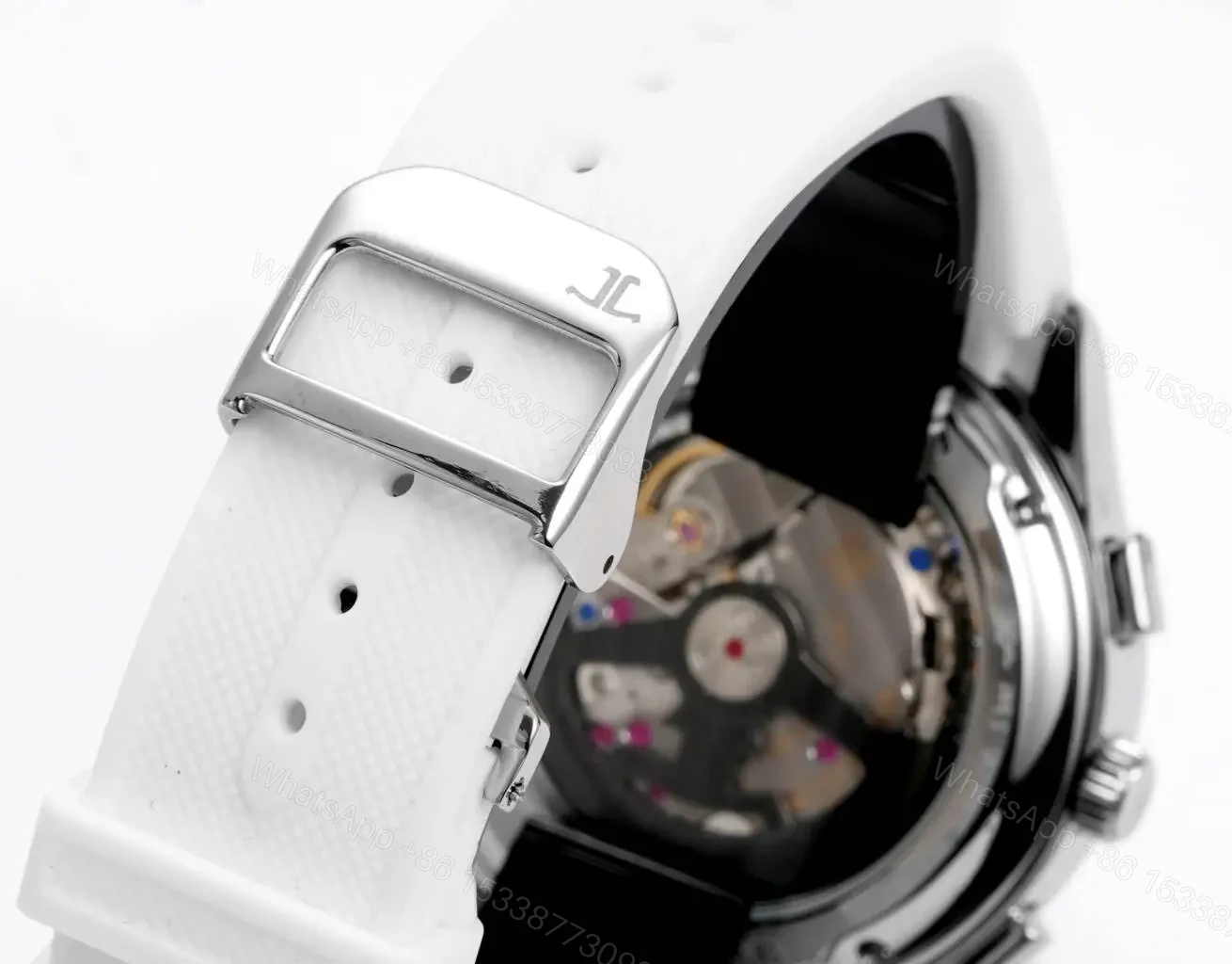 View 8 of Jaeger LeCoultre Black Chronograph Watch White Rubber Strap Ultimate 42MM JLC-POL-CHRONO-BLK-WHT-RUB-42