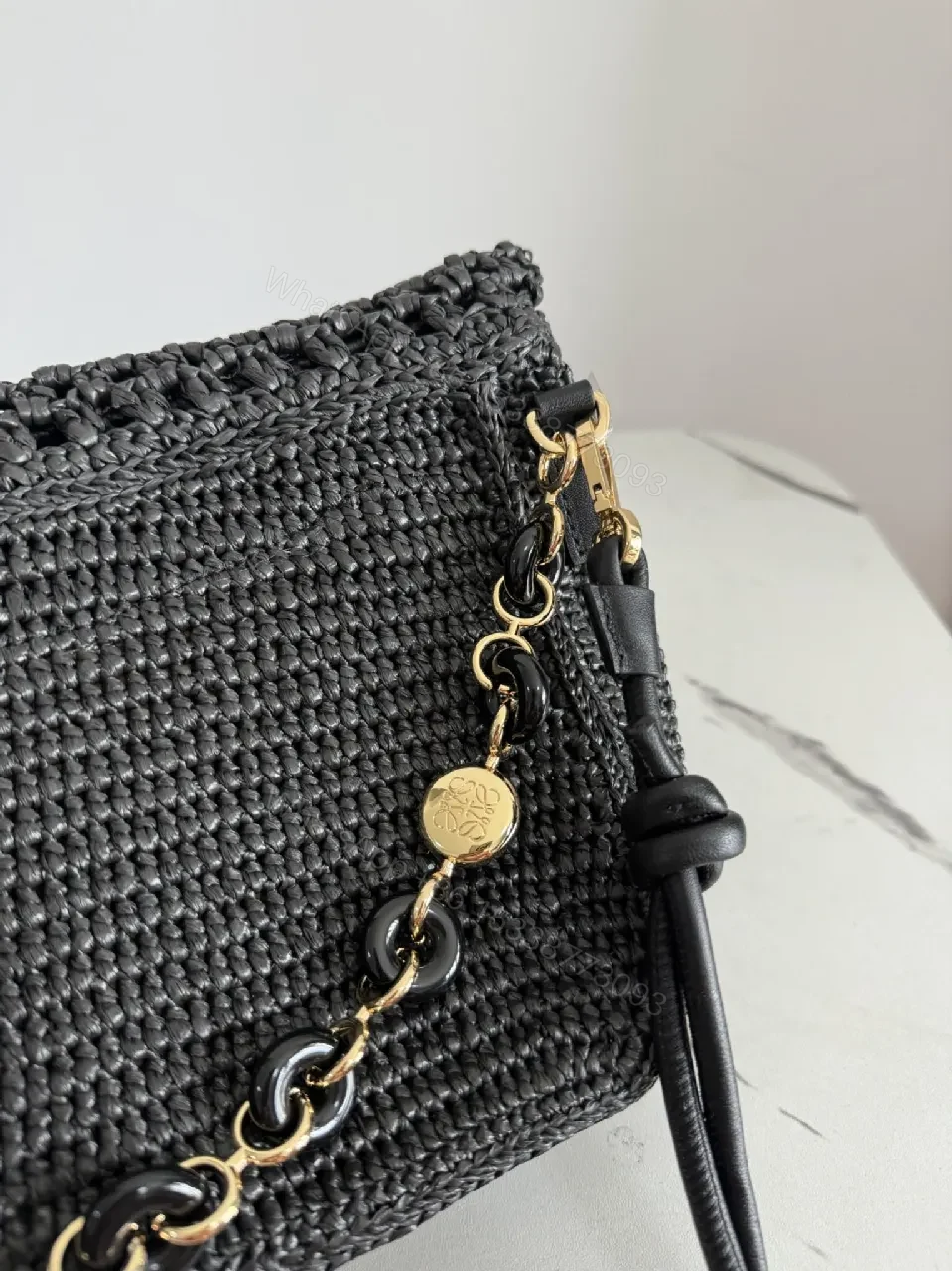 View 6 of Knotted Texture Black Chain Handbag – Luxe, All‐Day Chic