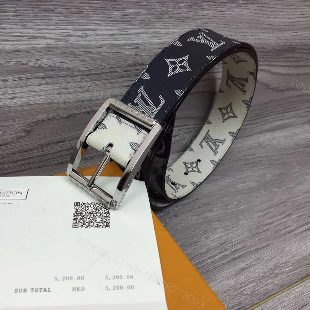 View 3 of LOUIS VUITTON WHITE/BLUE MONOGRAM SA.VANE CANVAS CHAP.MAN BROTHERS RE.VERSO BELT – B101