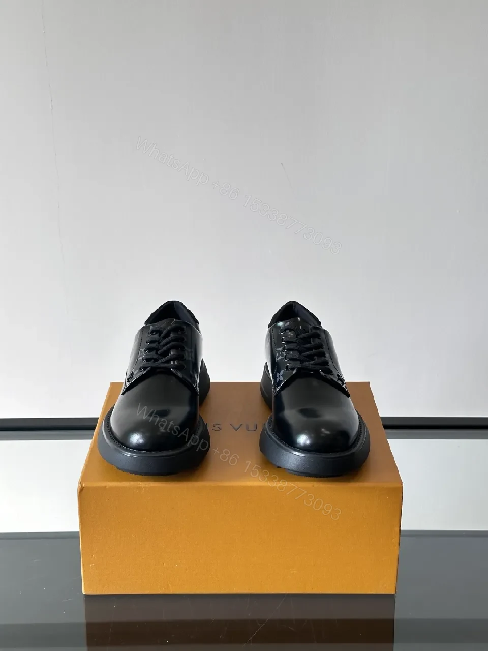 View 3 of Chic LV-Patterned Leather Derby Sneakers: All-Day Comfort