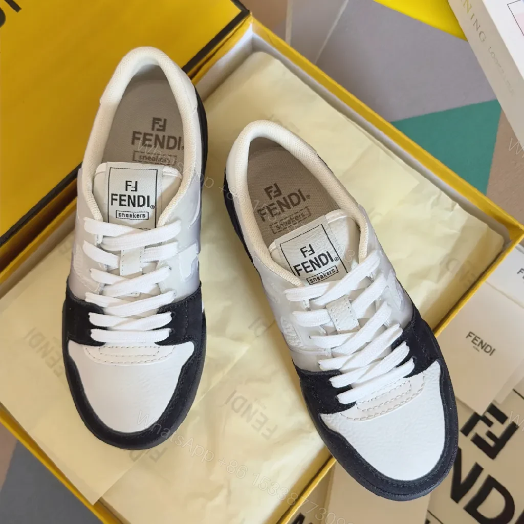 View 3 of Bold Black-White Leather Trainers with Luxury Accents