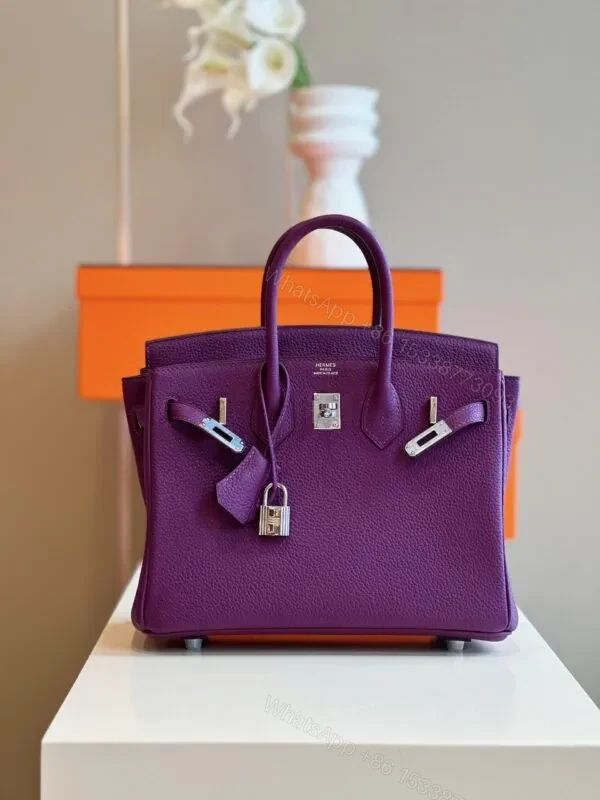 View 2 of HN 25 Dark Purple Togo Leather Palladium Hardware
