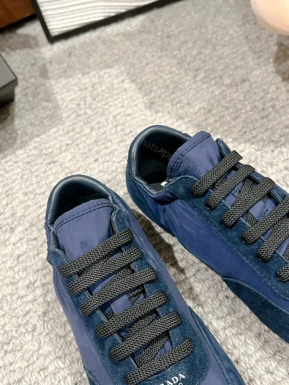 View 8 of Prada Milano Navy Suede High-Top Sneakers: Luxe Comfort