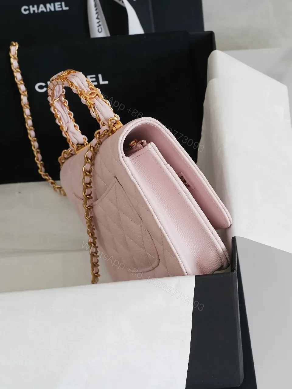 View 8 of Soft Pink Quilted Mini Bag - Luxe, Compact, All-Day Elevation