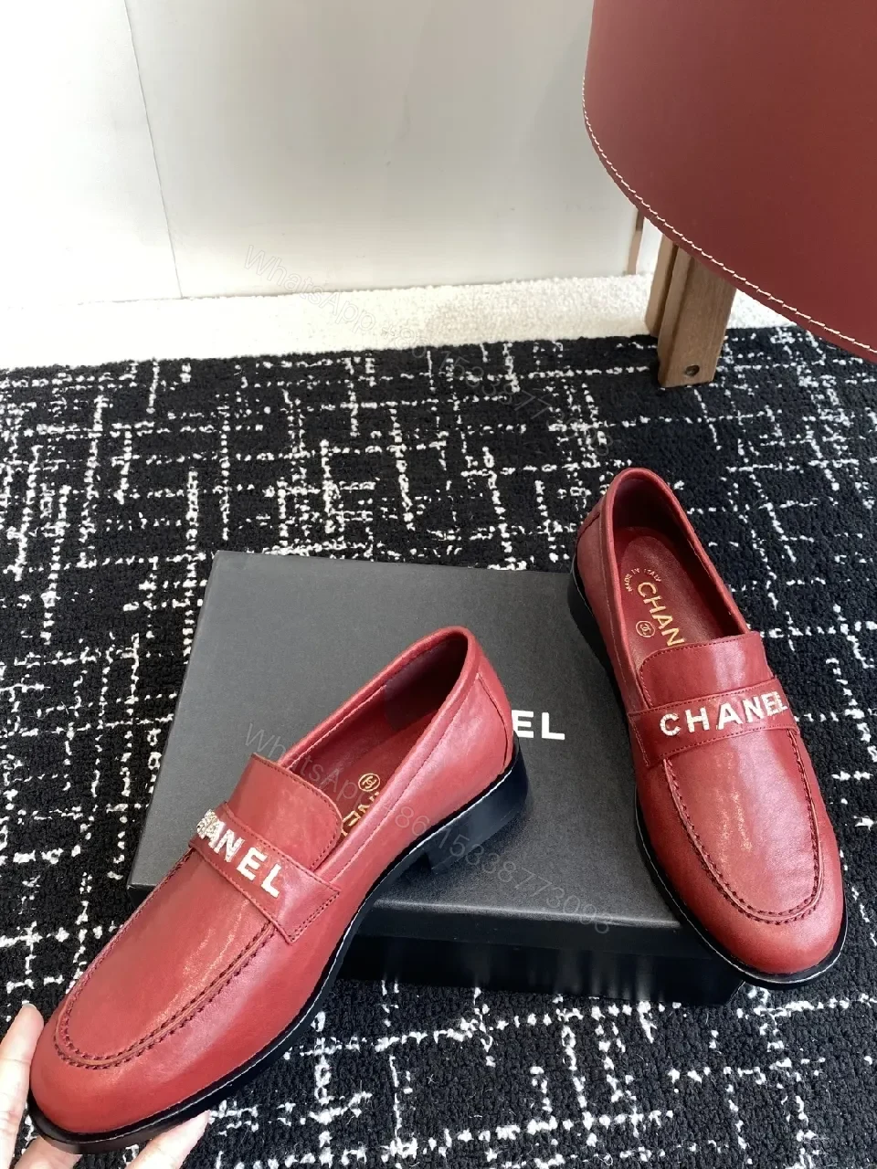 View 9 of Rich Red Leather Loafers – Signature Stripe, Slip-On, All-Day Comfort