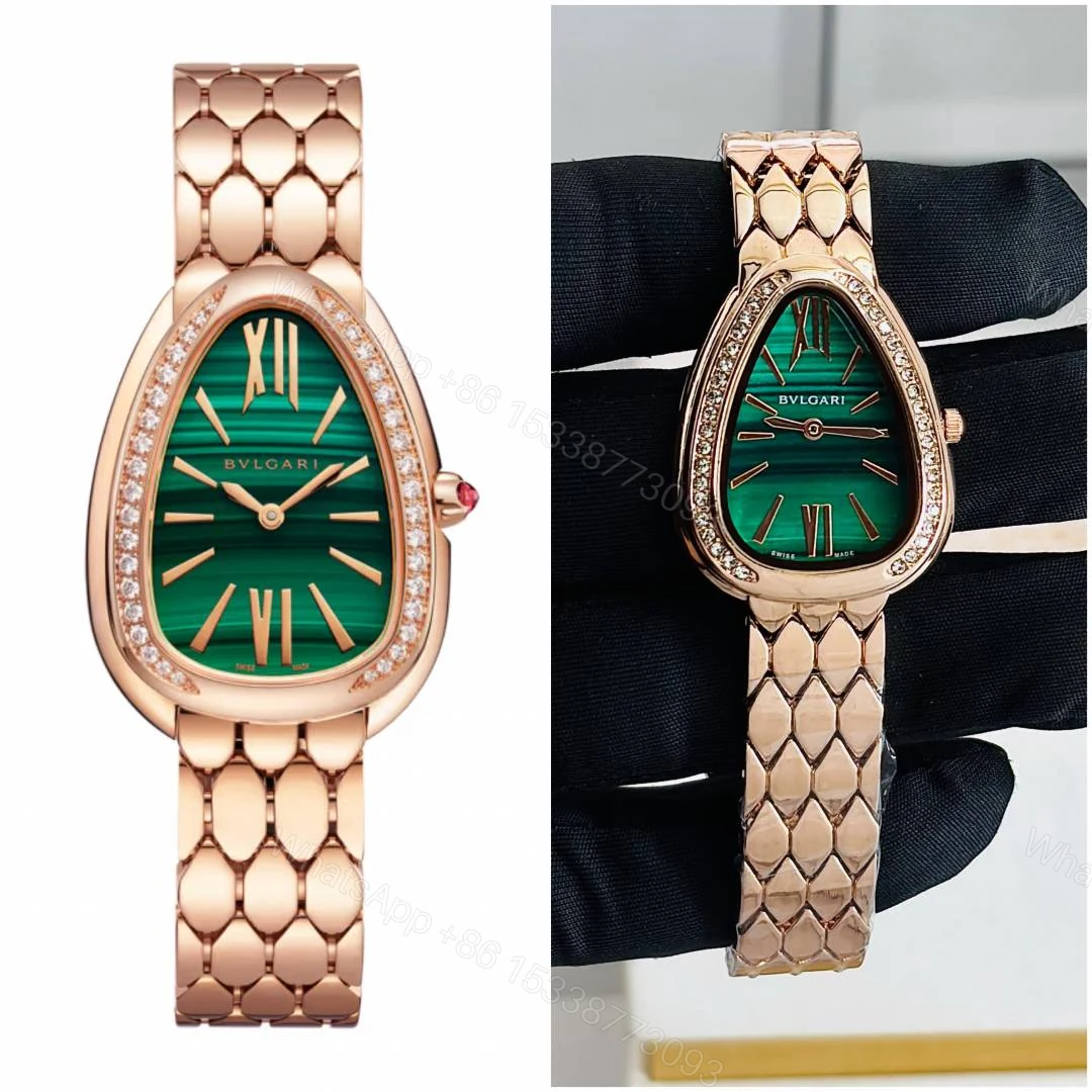 View 2 of First Copy Bvlgari Serpenti Rose Gold Green Dial Women’s Analog Watch