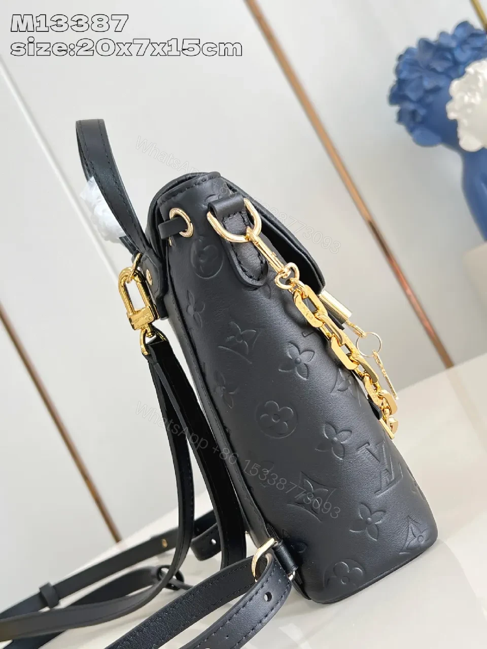 View 4 of Compact Monogram Mini Backpack: Gold Hardware, Vegan Leather, Everyday Luxe