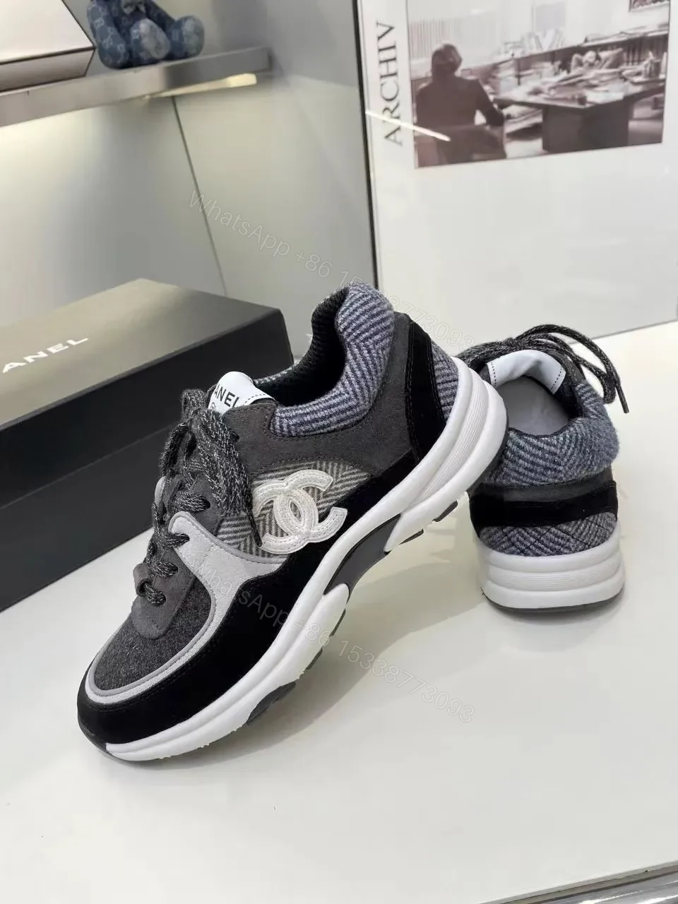 View 5 of Monochrome Luxe Sneaker: Suede-Textile Mix, Cushioned Comfort