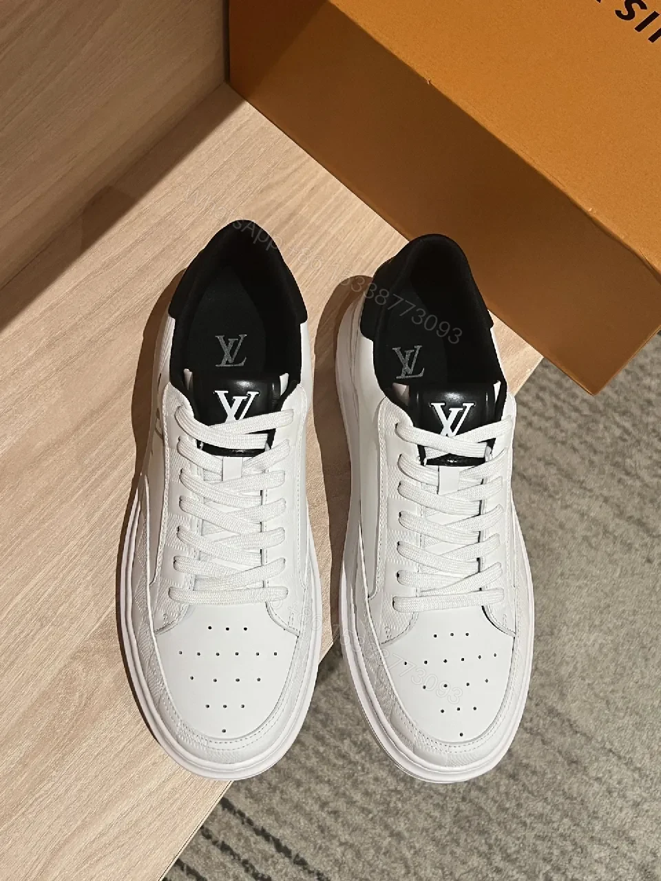 View 5 of White Leather High-Top Sneakers: Subtle Luxury Detailing