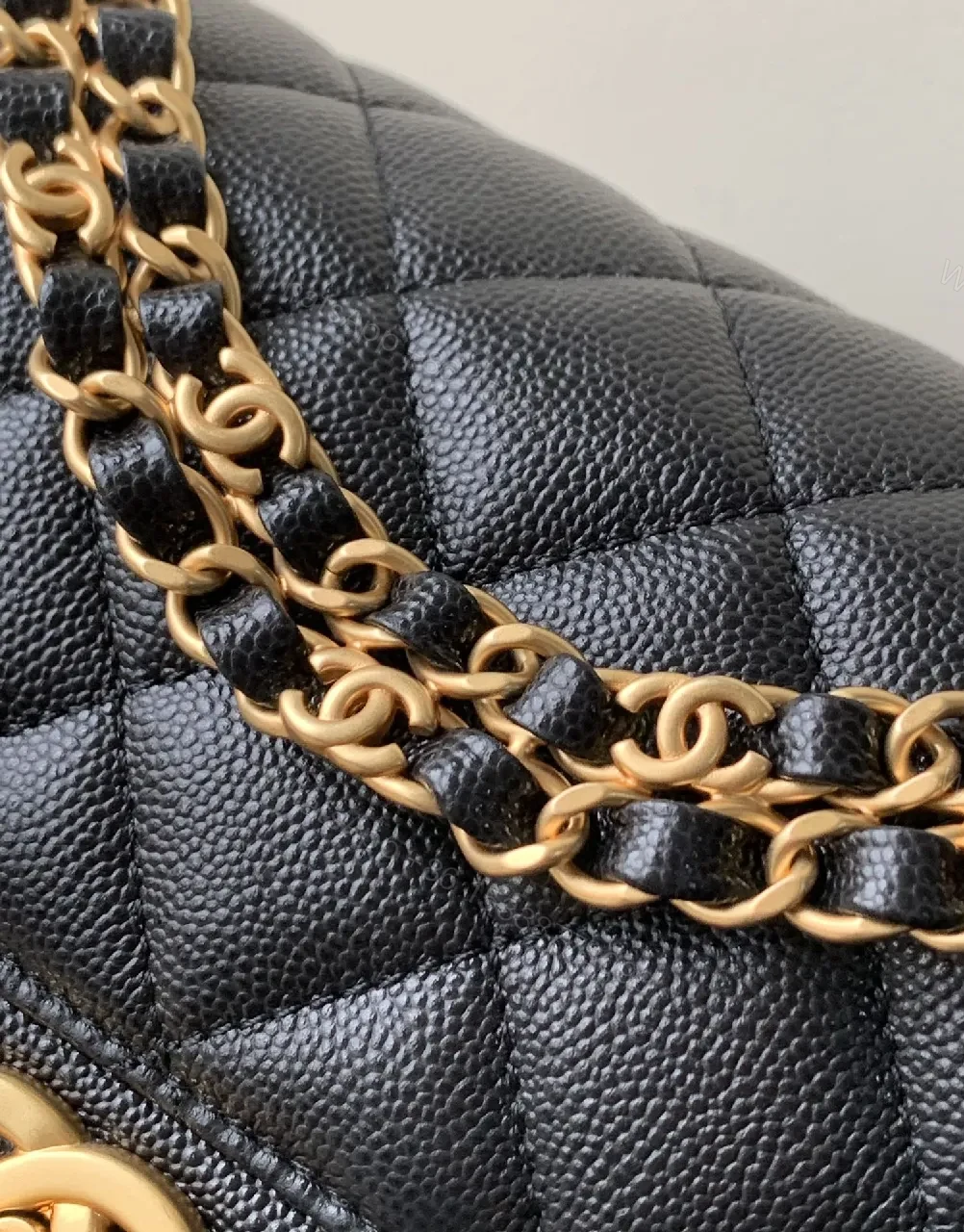 View 7 of Quilted Calfskin Tote: Gold Chain, Compact Luxury Bag