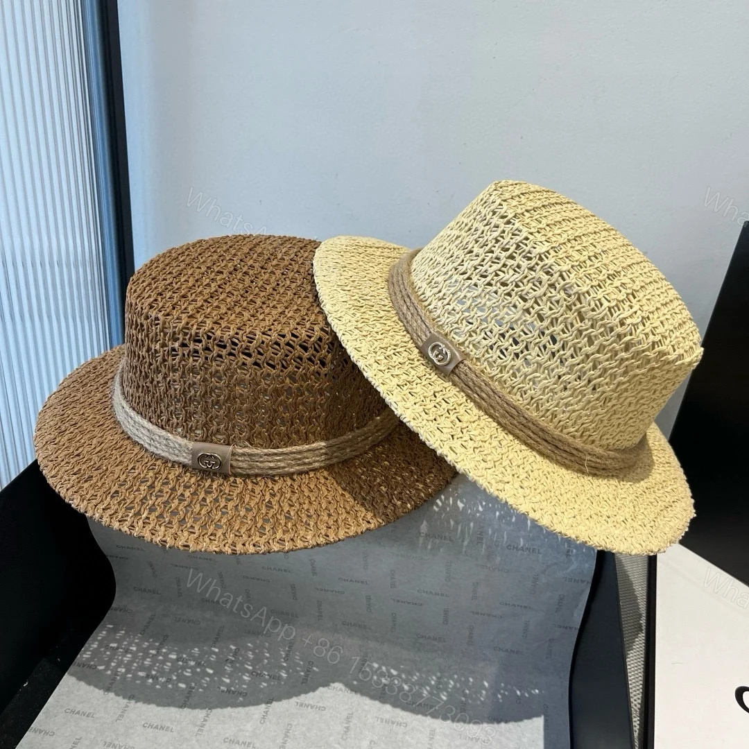 Gucci一比一雙色藤編草帽 男女款夏日百搭 小GG金屬裝飾設計 — view 1