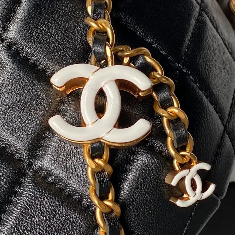 View 5 of Chanel-Inspired Quilted Leather Mini Bag with Gold Chain