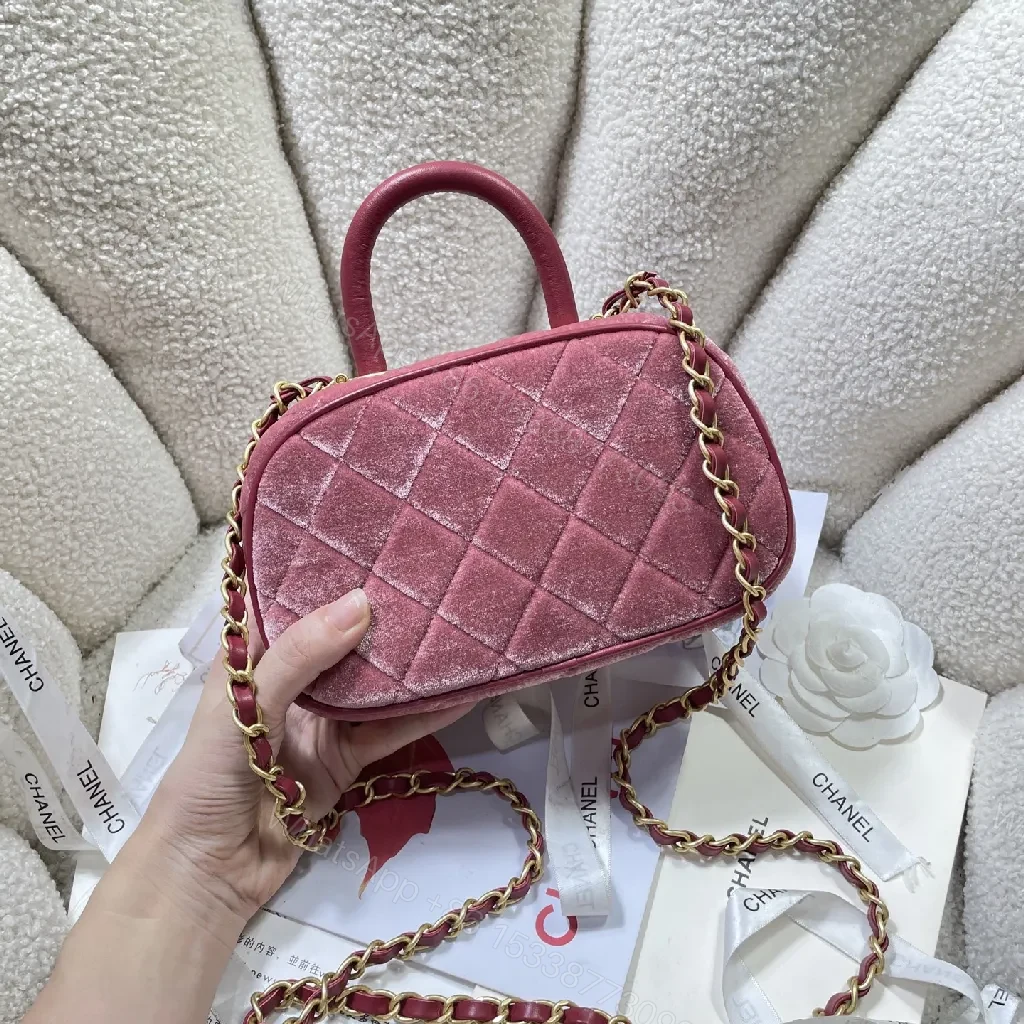 View 2 of Velvet Mini Bag: Gold Hardware, Chain, Chic Texture