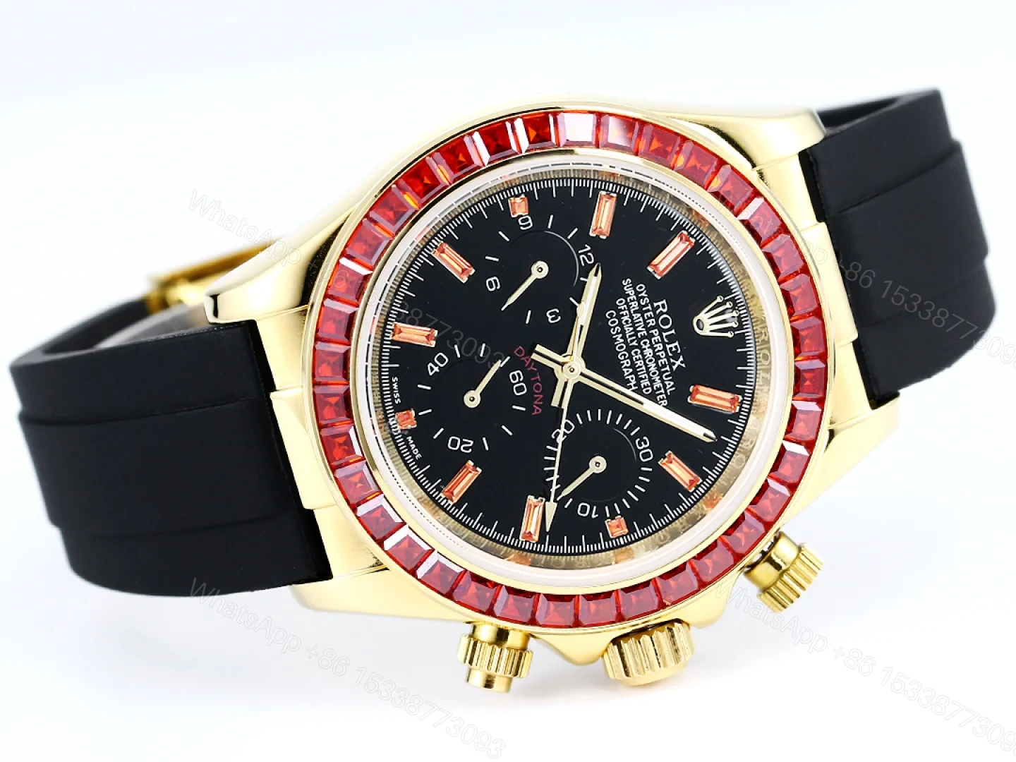 View 4 of Rolex Daytona Pumpkin Black Replica 43MM Premium Black Rubber Strap Custom Edition RG-ROLEX-DAYTONA-PUMPKIN-BLACK-43