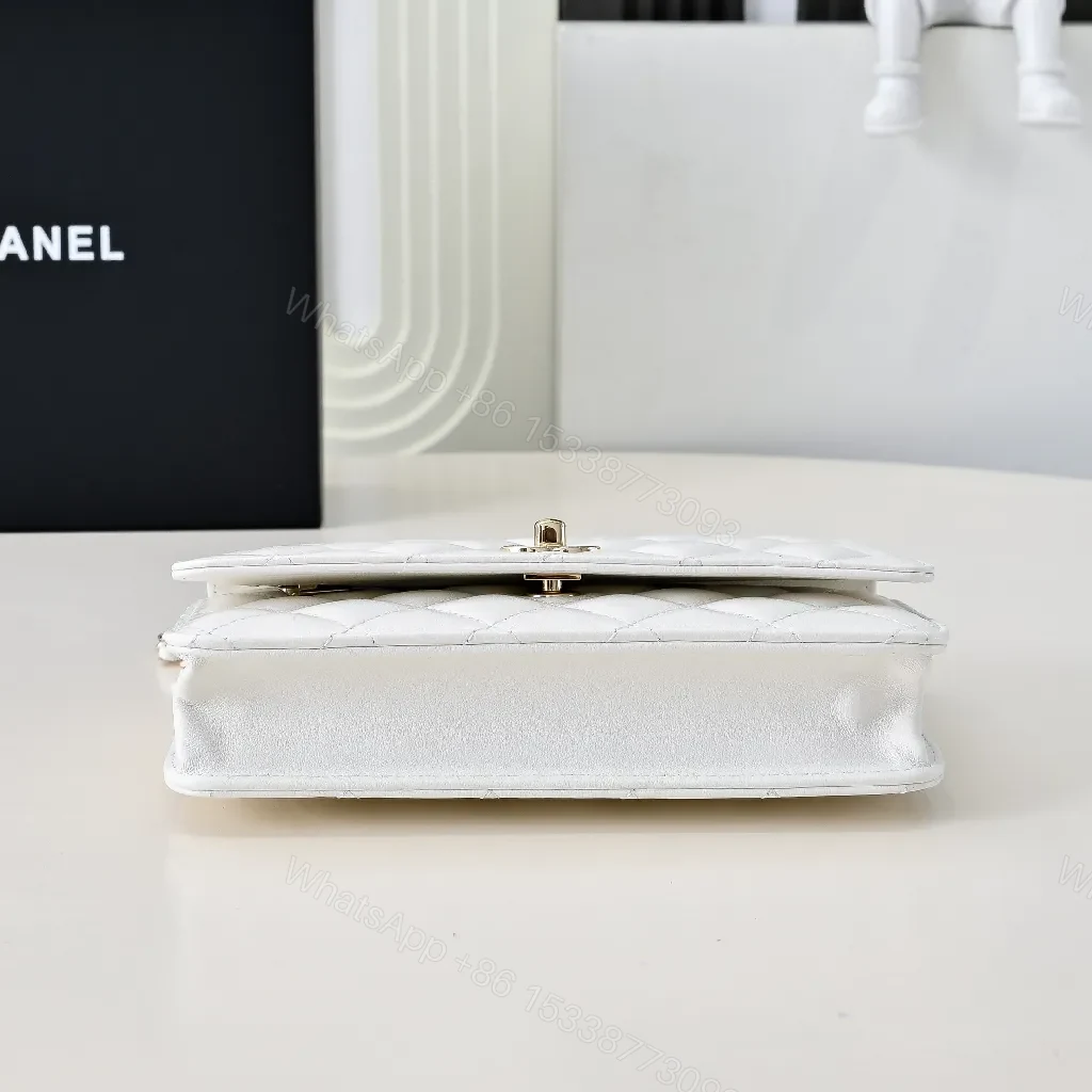 View 9 of White Quilted Shoulder Bag with Gold Chain - Luxe Everyday Elegance