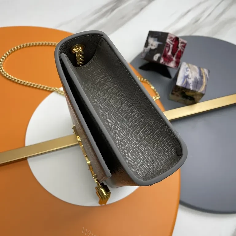 View 8 of Compact Luxury Crossbody: Soft Grain Leather, Gold YSL Logo Tassel