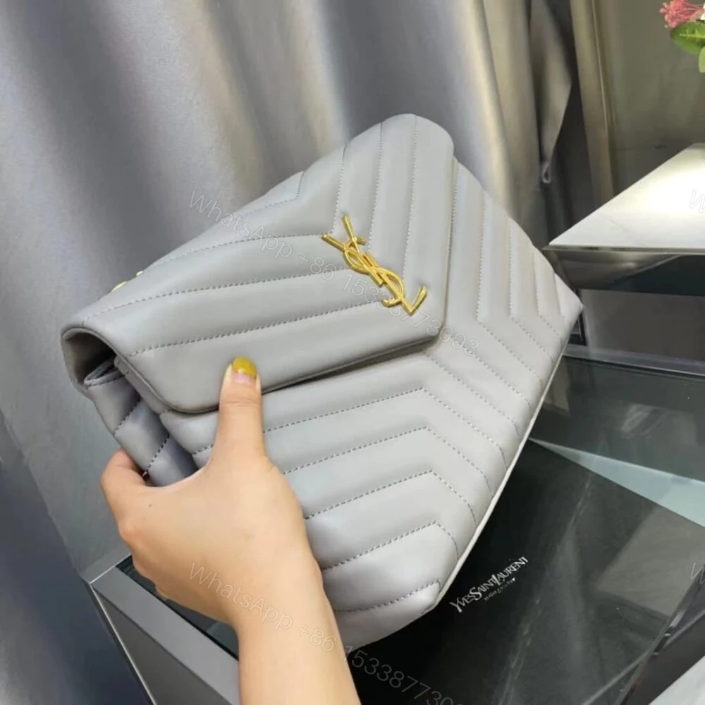 View 2 of Saint Laurent Loulou Chain Bag In Matelasse Y Gray 32Cm