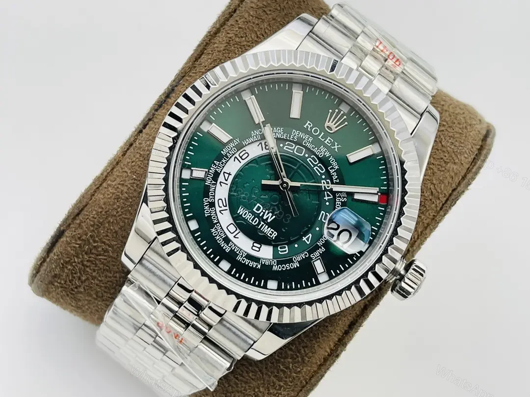 View 3 of Fake Rolex Sky Dweller Green Jubilee Best DiW 42MM Watch ROLEX-SKY-GRN-JUB-42 ROLEX-SKY-GRN-42