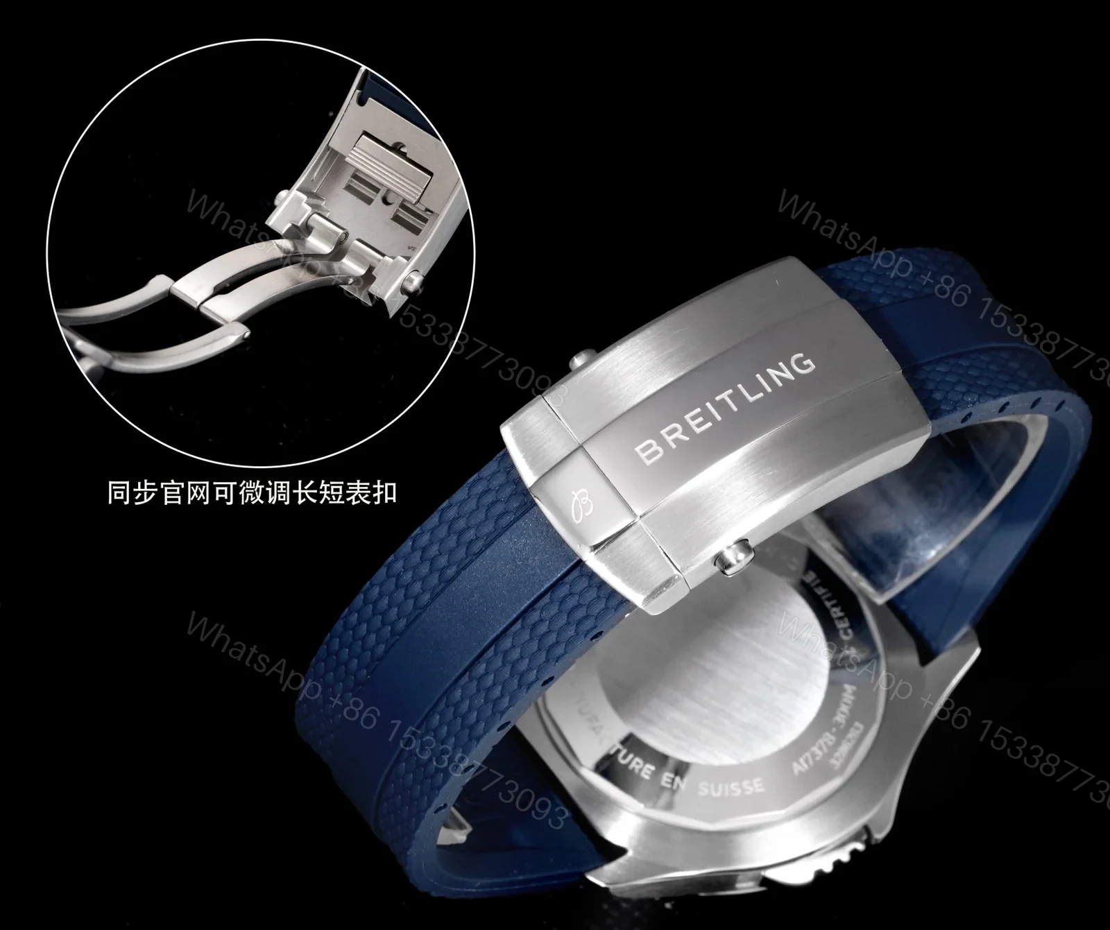 View 8 of Breitling Superocean Blue Replica 46MM Premium Blue Rubber Strap Diver Edition BT-SO-BLU-RBR-46