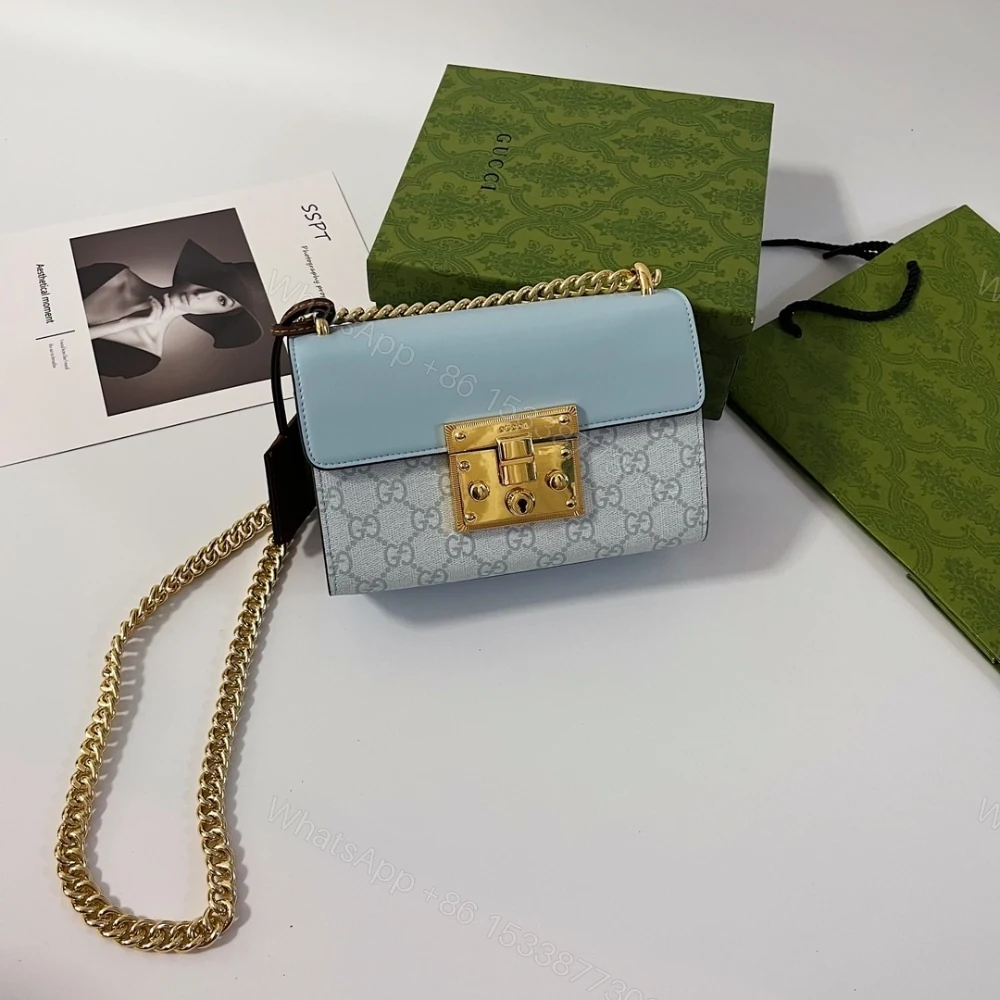 View 2 of Gucci Padlock Small Shoulder GG Supreme Dusty Blue 20Cm ‎