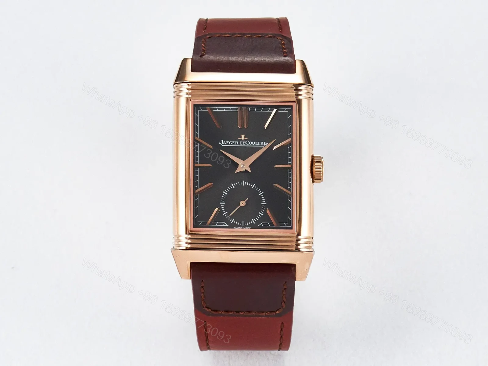 Reverso Tribute Duoface Small Seconds RG MGF Best Edition Black Dial on Red Leather Strap A854A — view 1