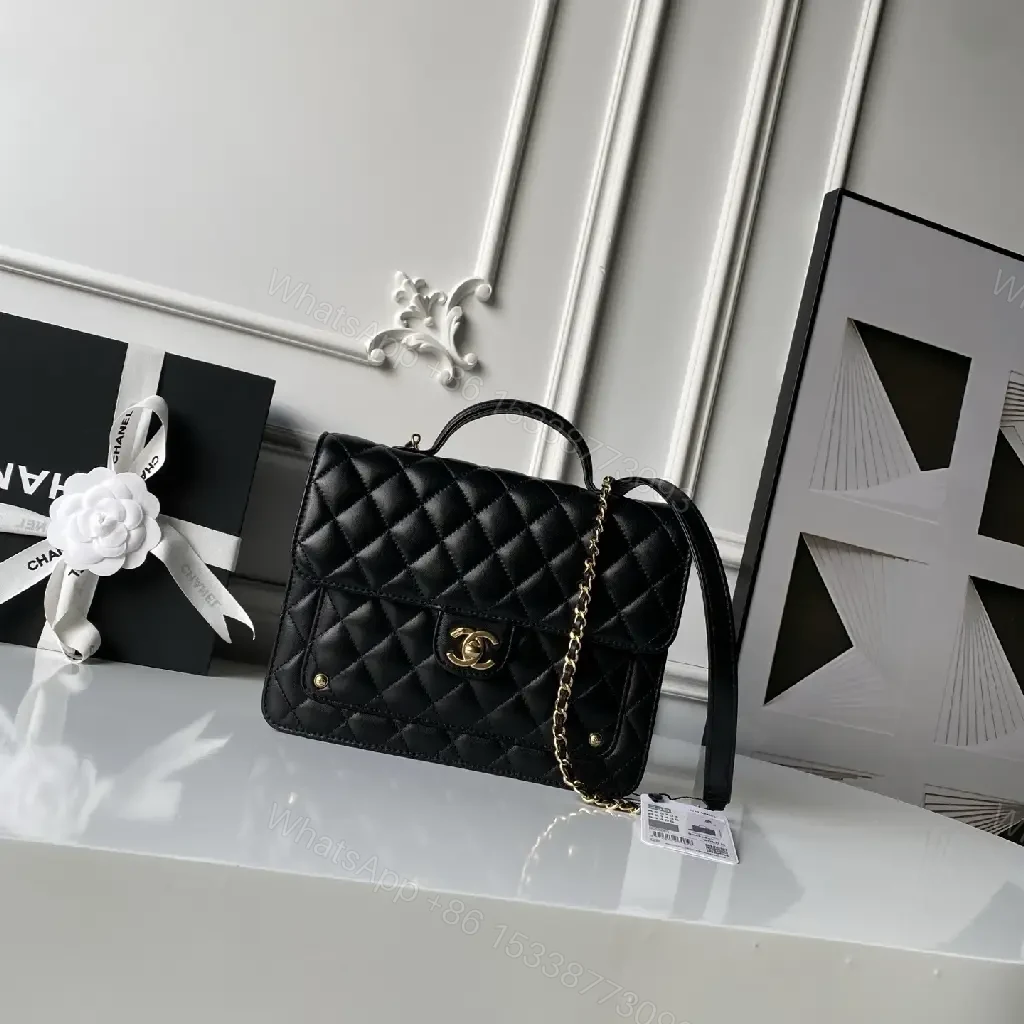 Quilted Calfskin Bag with Gold Chain - Classic Chic — view 1