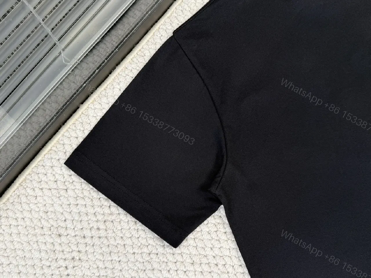 View 5 of Black Cotton Dior-Inspired Logo Tee, Minimalist Luxe, Crewneck Top