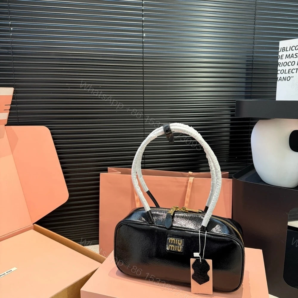 View 2 of MIUMIU BEAU NAPLAK PATENT BAG BLACK 28CM