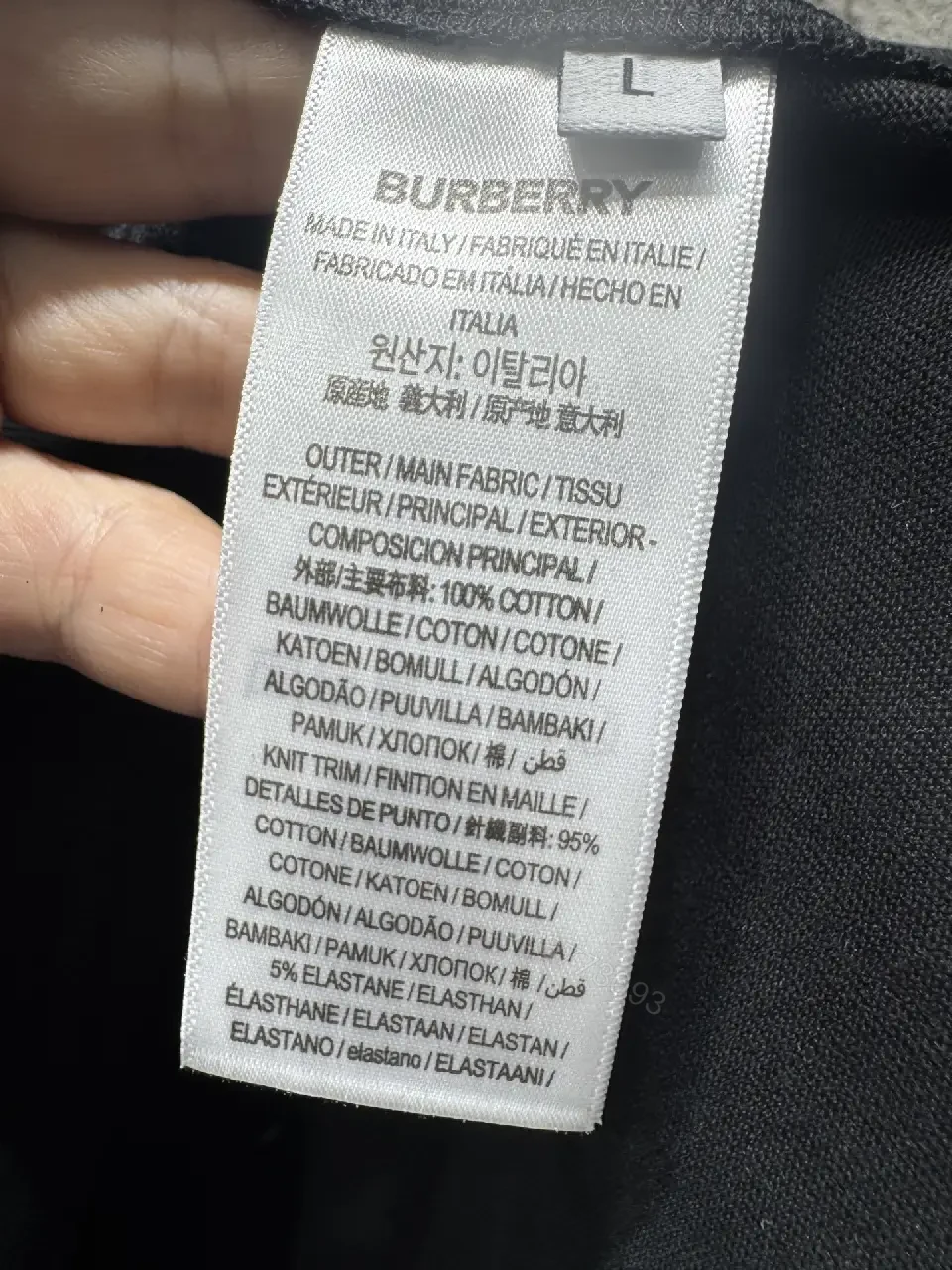 View 4 of Black Cotton-Blend Graphic Tee: Luxe Burberry-Style Banner